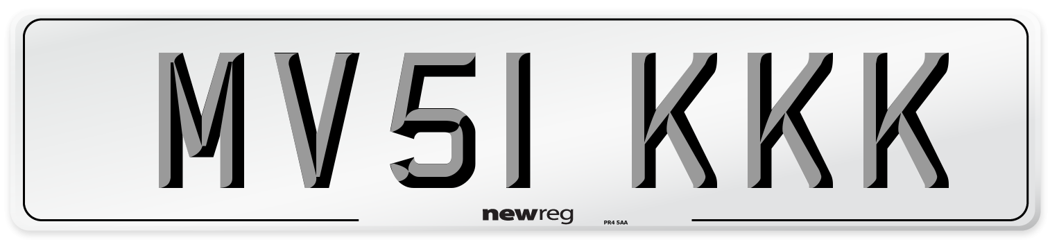 MV51 KKK Number Plate from New Reg